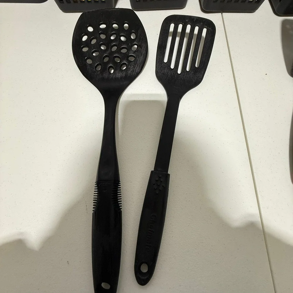 OXO Good Grips & Chefmate Black Nylon Slotted Perforated Spatula Turner Set 2pc‎